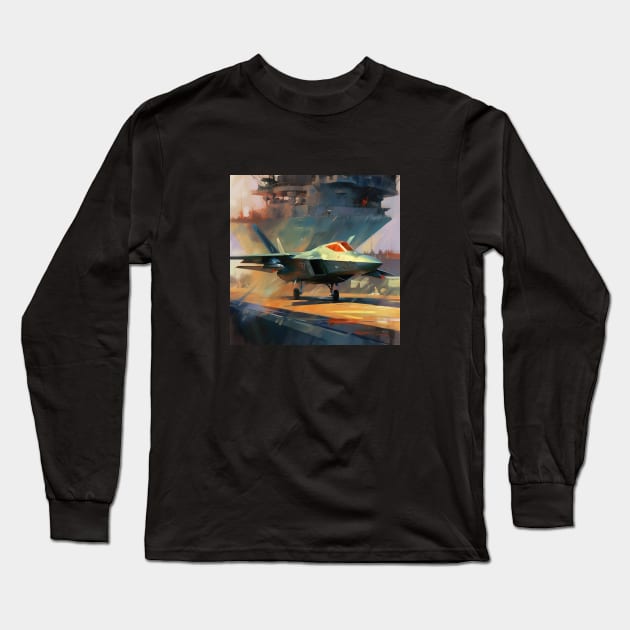F22 Raptor Carrier Launch Long Sleeve T-Shirt by DavidLoblaw